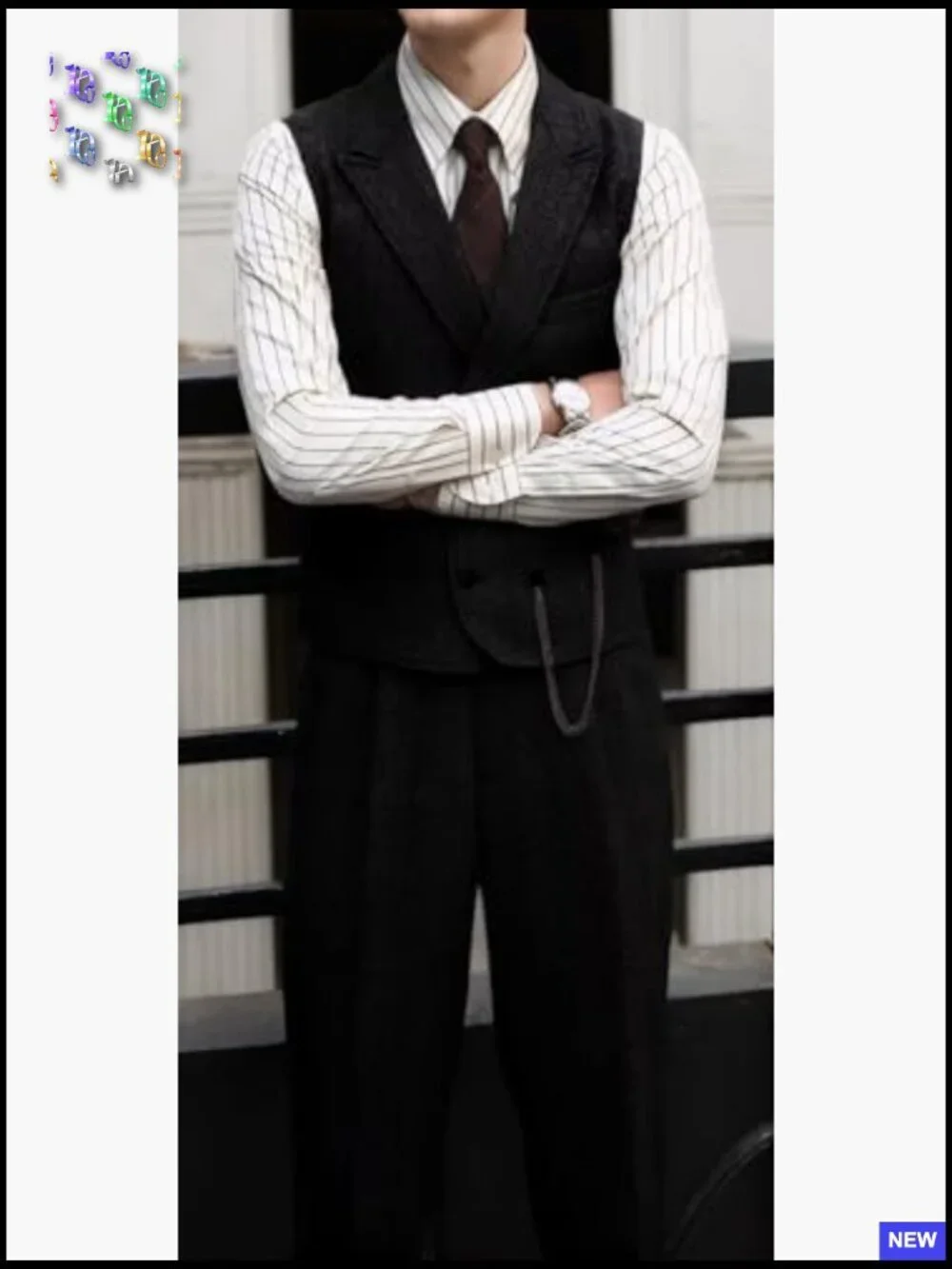 Three Piece Tweed Herringbone Suit Set Formal Wool Jacket Vest Pants Classic